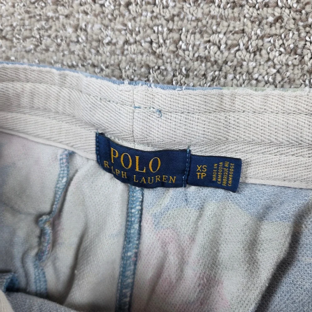 Polo Ralph Lauren Mens XS Blue Floral Sweat Shorts Cotton Drawstring Pony Logo